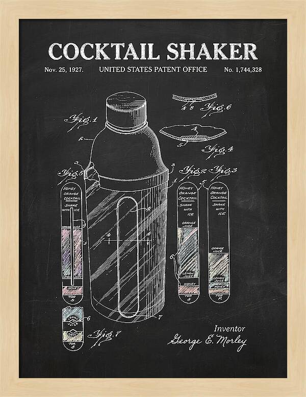 Cocktail Shaker Chalkboard Patent Us1744328a