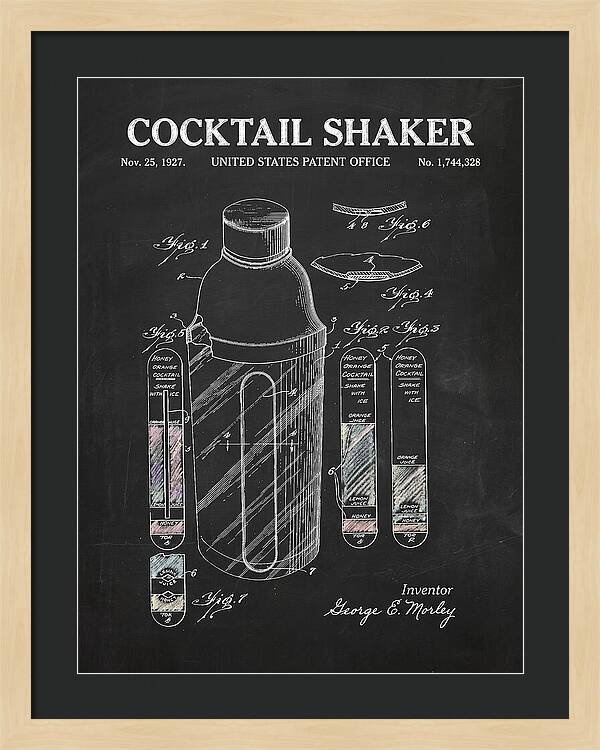 Cocktail Shaker Chalkboard Patent Us1744328a