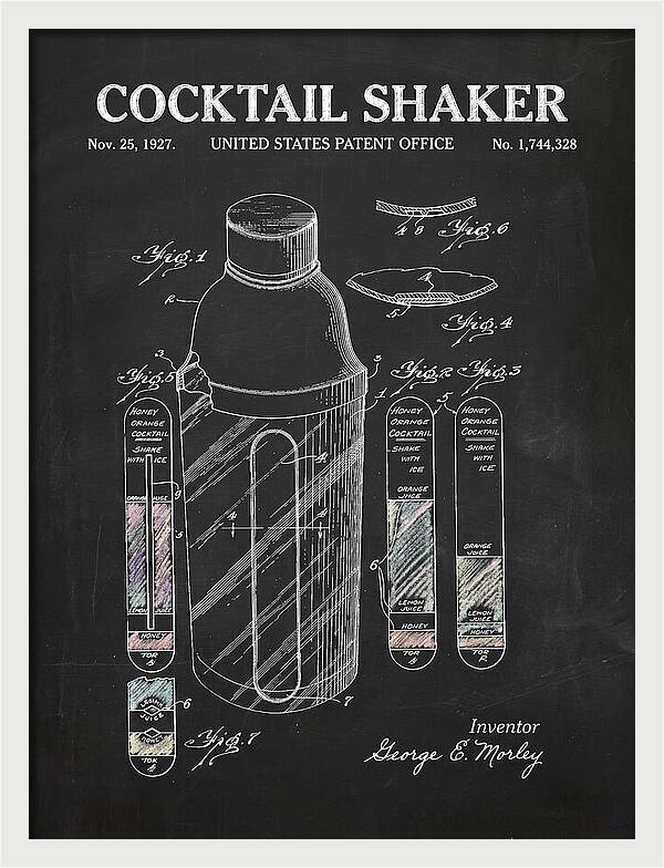 Cocktail Shaker Chalkboard Patent Us1744328a