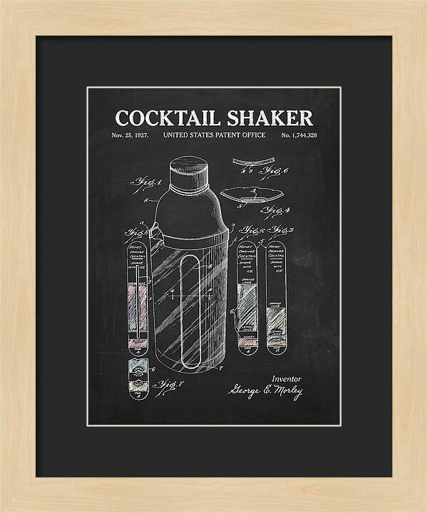 Cocktail Shaker Chalkboard Patent Us1744328a