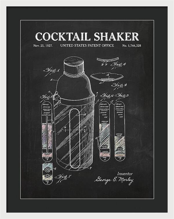Cocktail Shaker Chalkboard Patent Us1744328a
