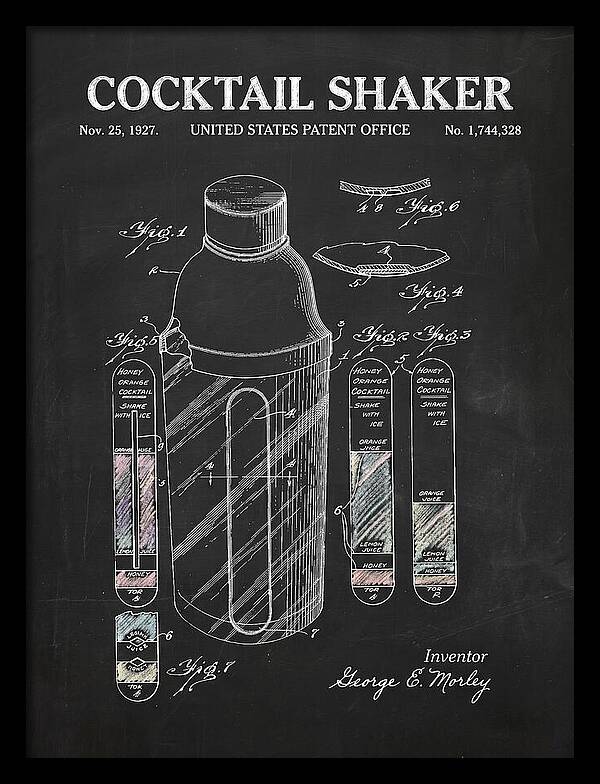Cocktail Shaker Chalkboard Patent Us1744328a
