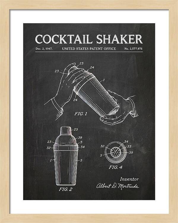 Cocktail Shaker Chalkboard Patent Us2577976a