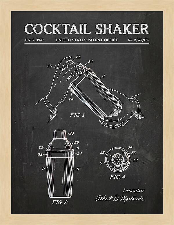 Cocktail Shaker Chalkboard Patent Us2577976a