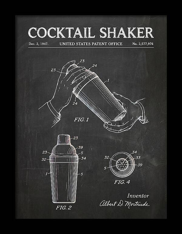 Cocktail Shaker Chalkboard Patent Us2577976a