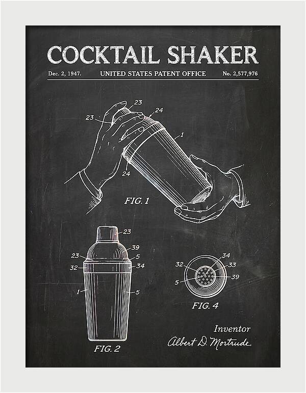 Cocktail Shaker Chalkboard Patent Us2577976a