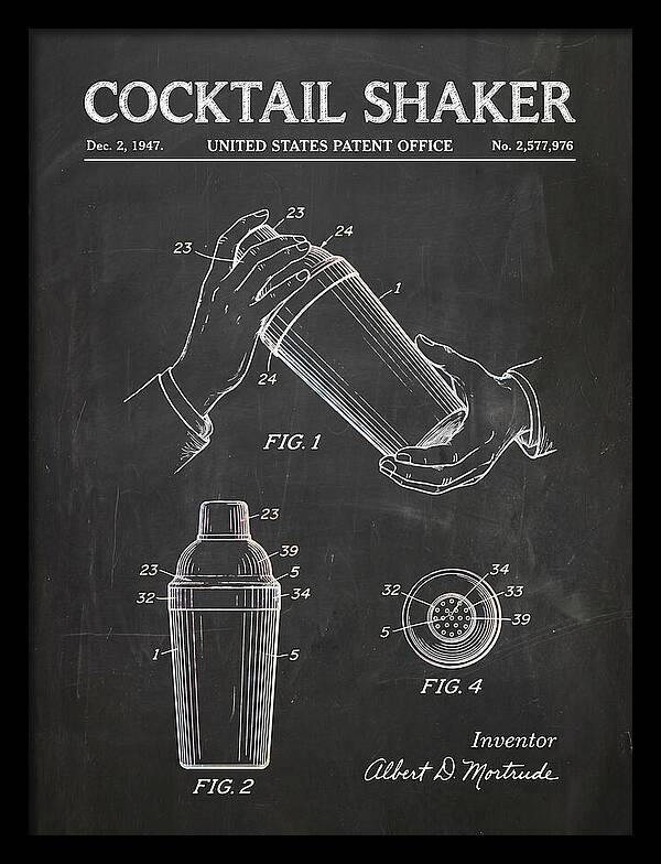 Cocktail Shaker Chalkboard Patent Us2577976a