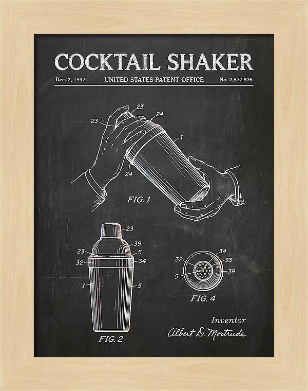 Cocktail Shaker Chalkboard Patent Us2577976a