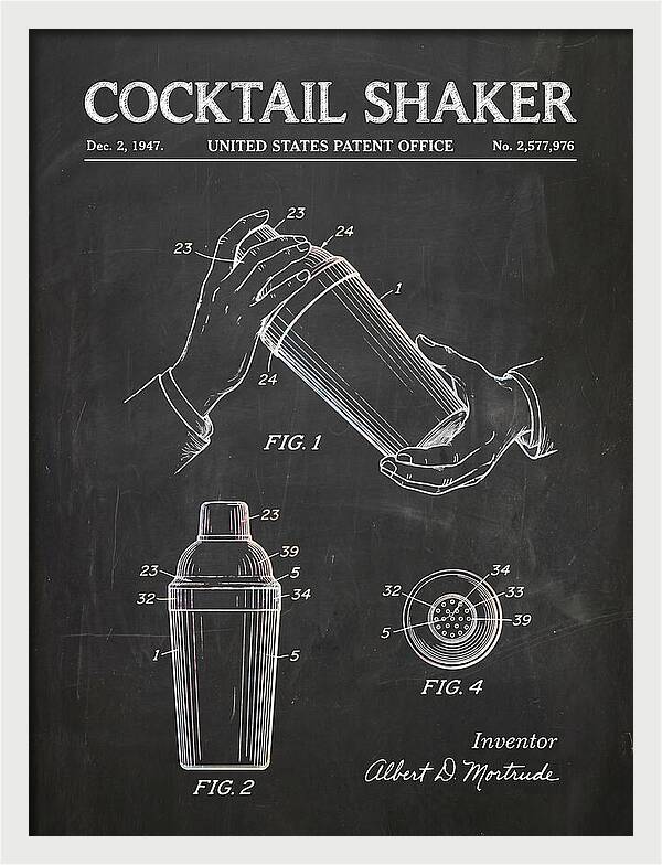 Cocktail Shaker Chalkboard Patent Us2577976a