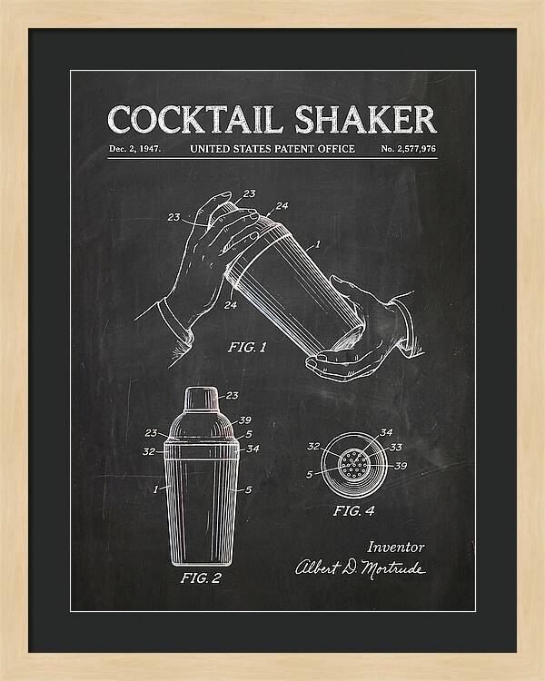 Cocktail Shaker Chalkboard Patent Us2577976a