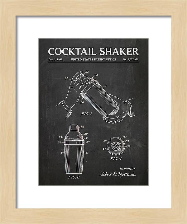 Cocktail Shaker Chalkboard Patent Us2577976a