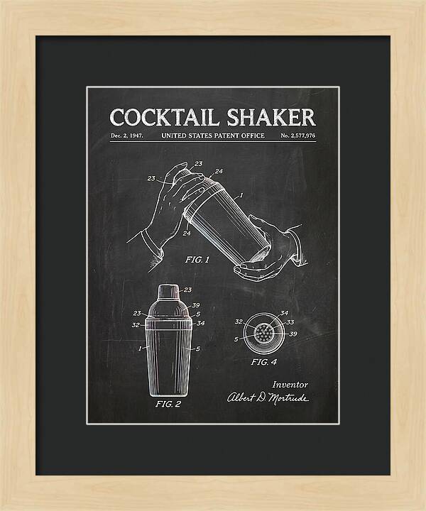 Cocktail Shaker Chalkboard Patent Us2577976a
