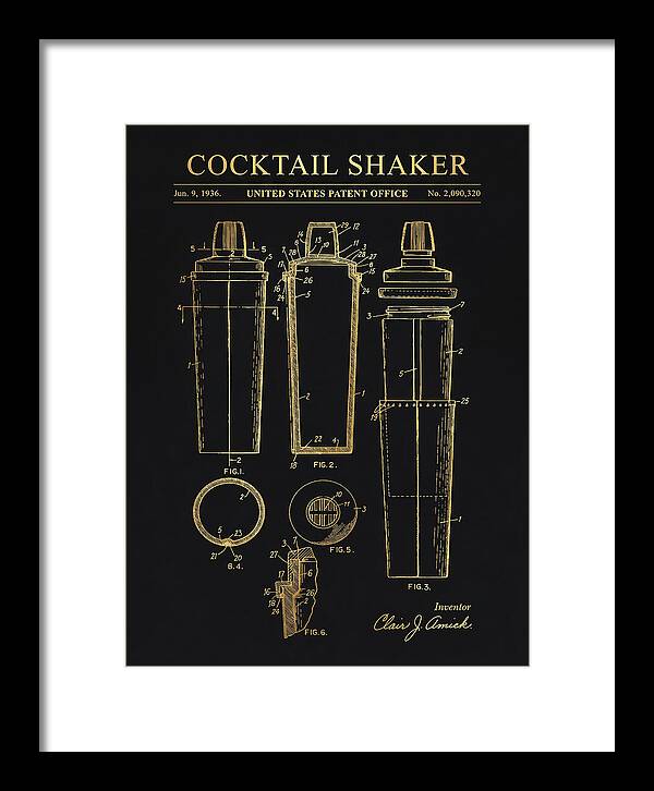 Cocktail Shaker Gold Patent Us2090320a