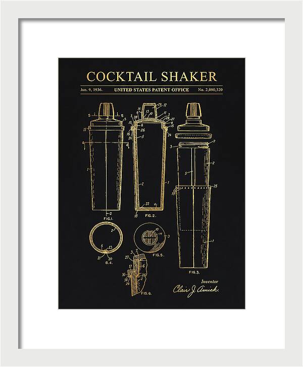 Cocktail Shaker Gold Patent Us2090320a