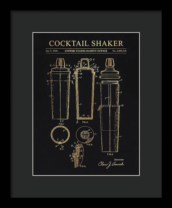 Cocktail Shaker Gold Patent Us2090320a