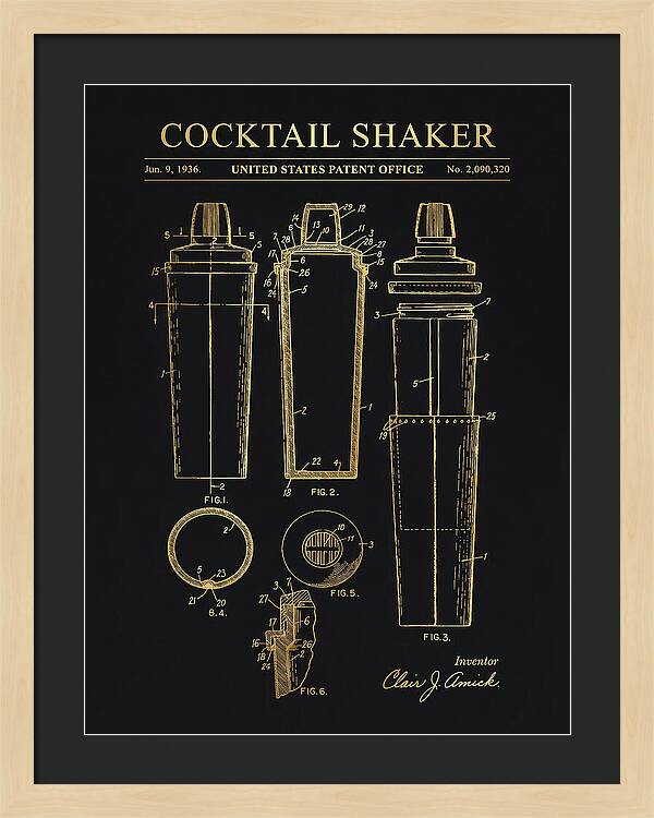 Cocktail Shaker Gold Patent Us2090320a