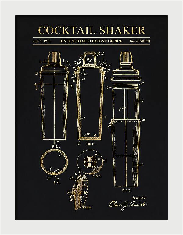 Cocktail Shaker Gold Patent Us2090320a