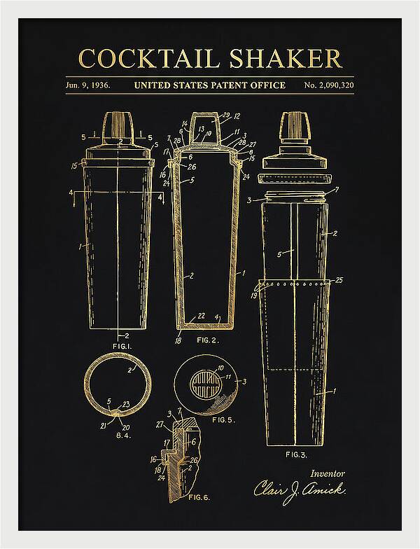 Cocktail Shaker Gold Patent Us2090320a
