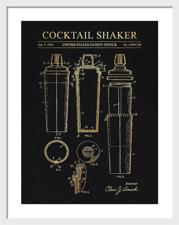 Cocktail Shaker Gold Patent Us2090320a