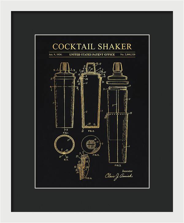 Cocktail Shaker Gold Patent Us2090320a