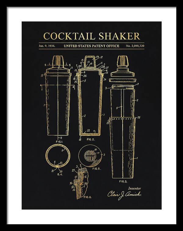Cocktail Shaker Gold Patent Us2090320a