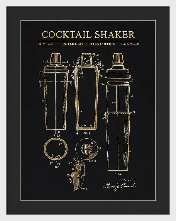 Cocktail Shaker Gold Patent Us2090320a