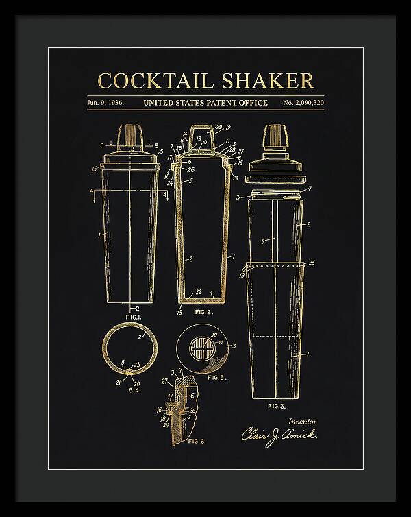Cocktail Shaker Gold Patent Us2090320a