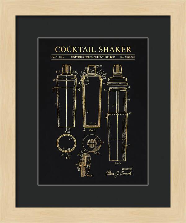 Cocktail Shaker Gold Patent Us2090320a