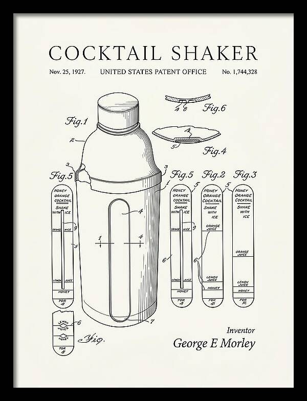 Cocktail Shaker Minimalist Patent Us1744328a
