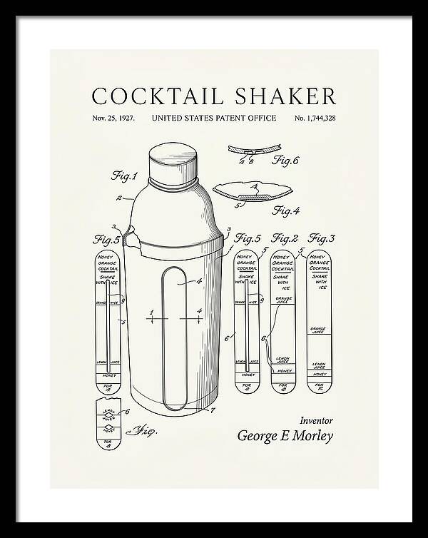 Cocktail Shaker Minimalist Patent Us1744328a
