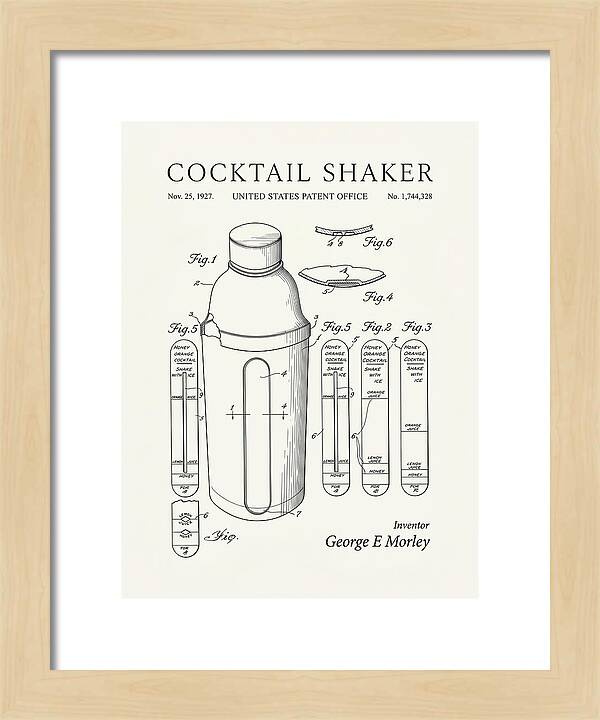 Cocktail Shaker Minimalist Patent Us1744328a