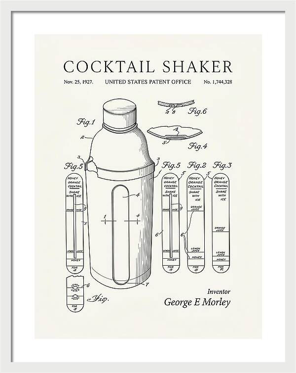 Cocktail Shaker Minimalist Patent Us1744328a