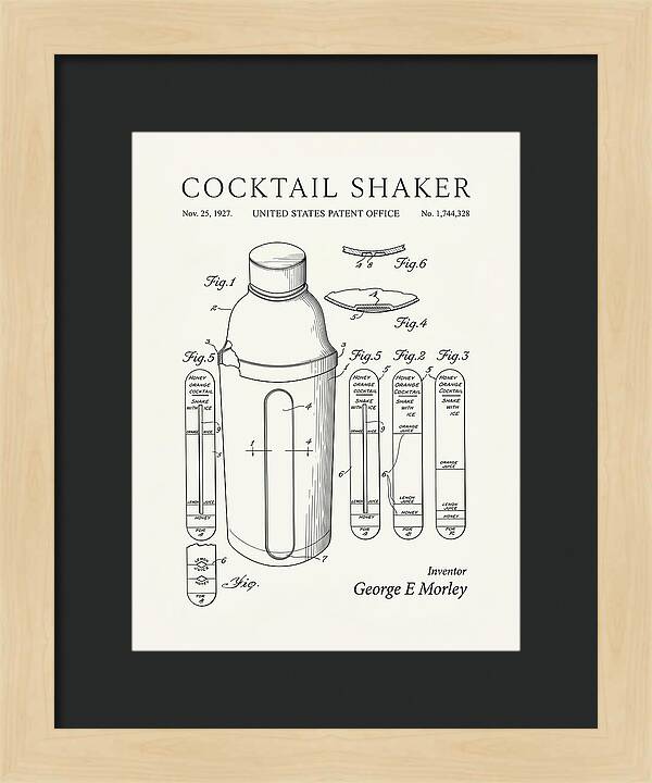 Cocktail Shaker Minimalist Patent Us1744328a
