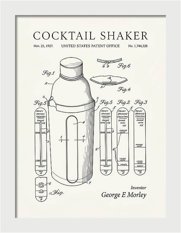 Cocktail Shaker Minimalist Patent Us1744328a