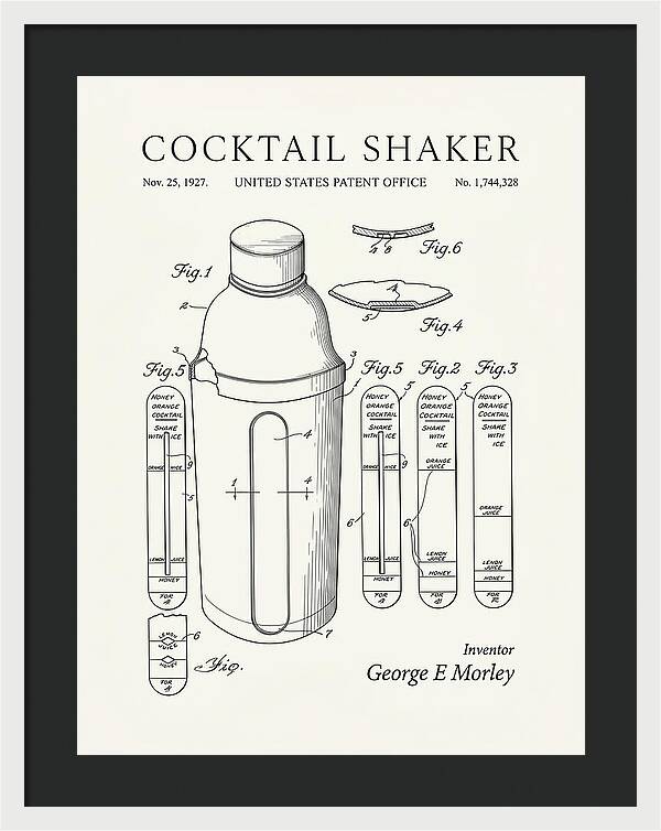 Cocktail Shaker Minimalist Patent Us1744328a