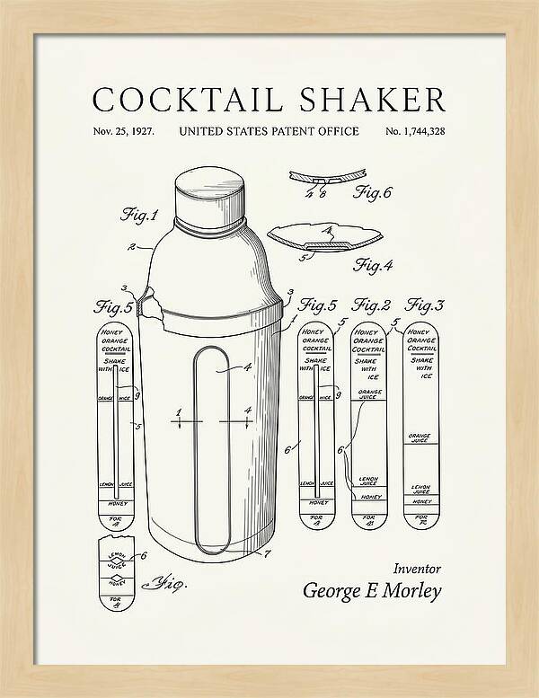 Cocktail Shaker Minimalist Patent Us1744328a