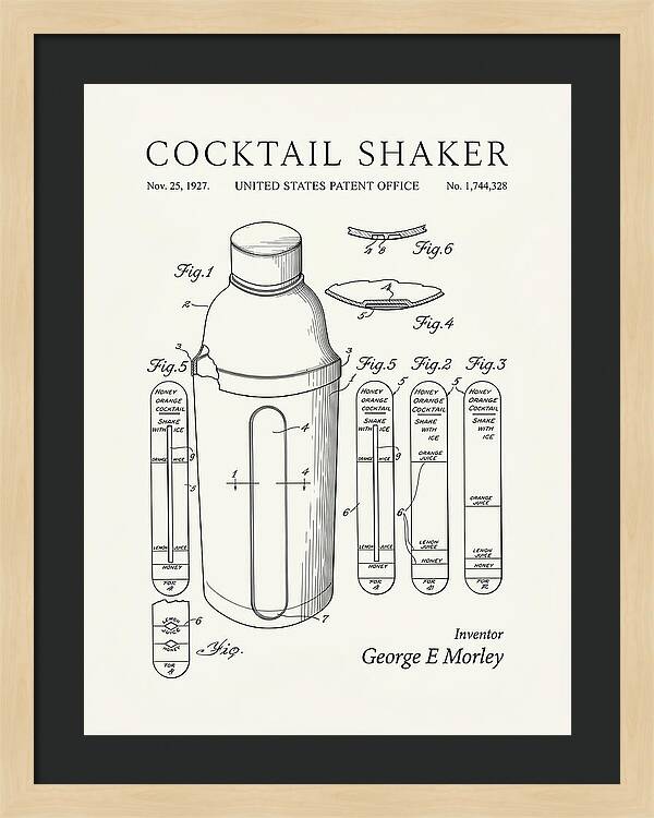 Cocktail Shaker Minimalist Patent Us1744328a