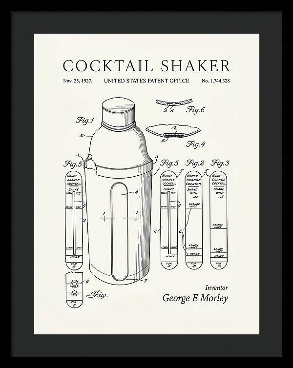 Cocktail Shaker Minimalist Patent Us1744328a