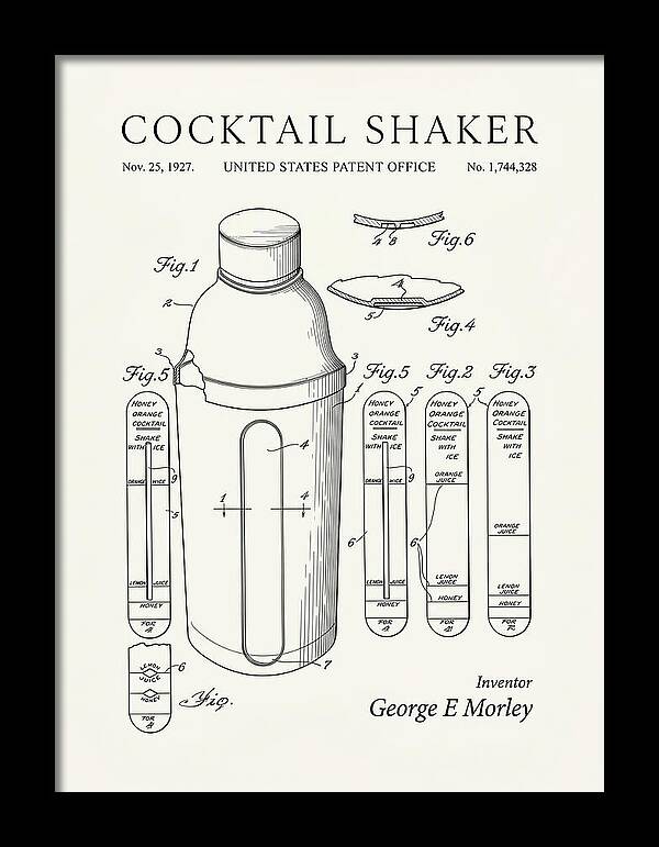 Cocktail Shaker Minimalist Patent Us1744328a