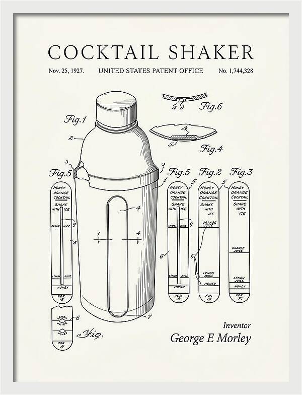 Cocktail Shaker Minimalist Patent Us1744328a