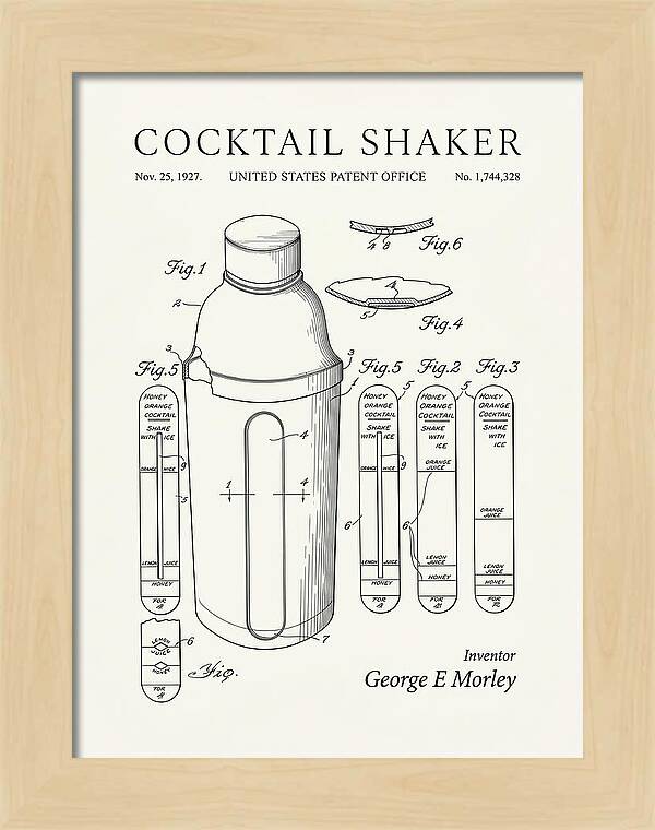 Cocktail Shaker Minimalist Patent Us1744328a