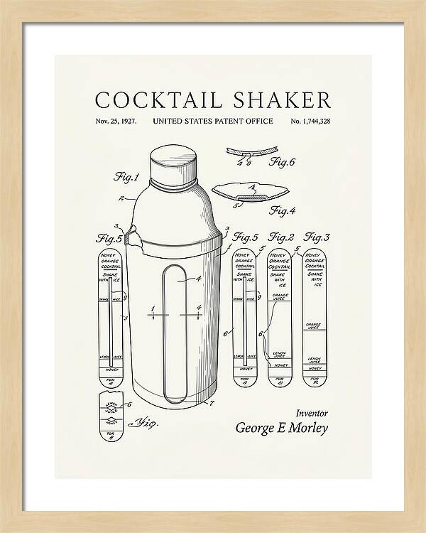 Cocktail Shaker Minimalist Patent Us1744328a