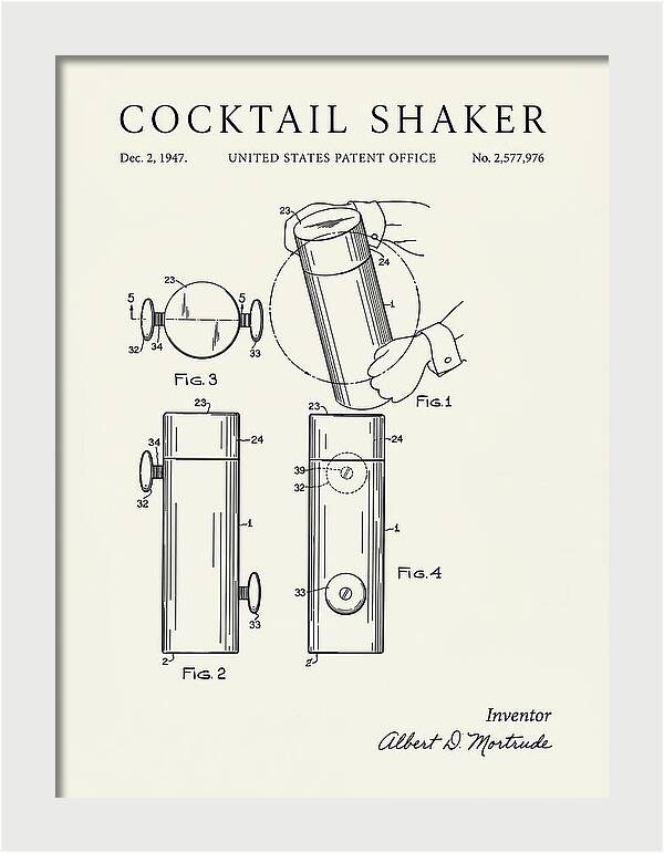 Cocktail Shaker Minimalist Patent Us2577976a