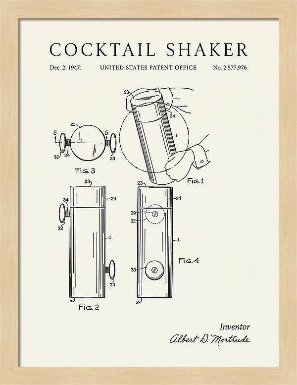 Cocktail Shaker Minimalist Patent Us2577976a