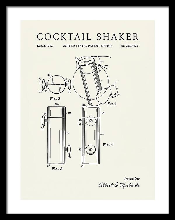 Cocktail Shaker Minimalist Patent Us2577976a