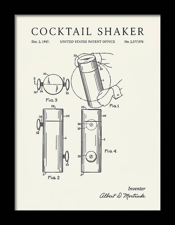 Cocktail Shaker Minimalist Patent Us2577976a