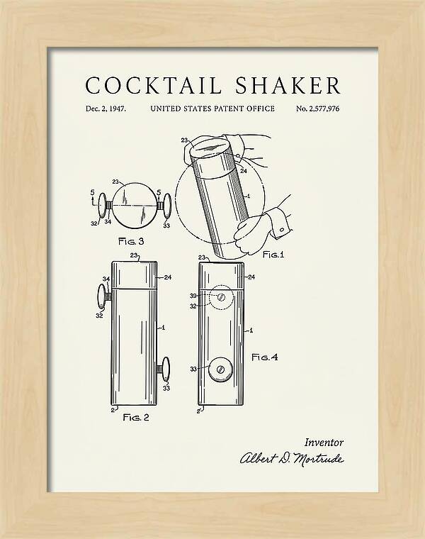 Cocktail Shaker Minimalist Patent Us2577976a