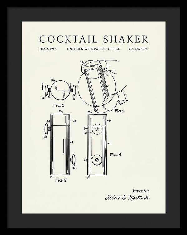 Cocktail Shaker Minimalist Patent Us2577976a