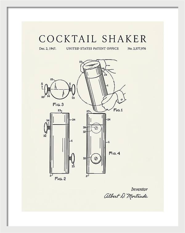 Cocktail Shaker Minimalist Patent Us2577976a