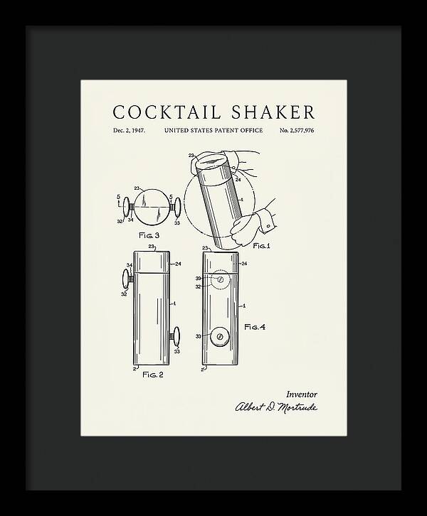 Cocktail Shaker Minimalist Patent Us2577976a